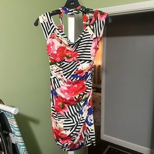 GUESS Floral Ruched Bodycon Dress | Halter Neck Mini Dress